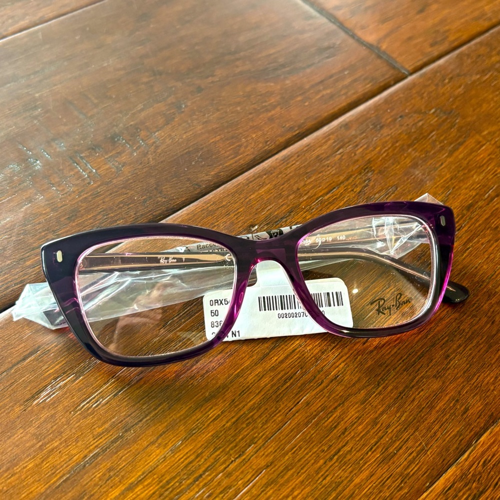 Ray Ban Women’s Polished Violet On Transparent Pink Glasses